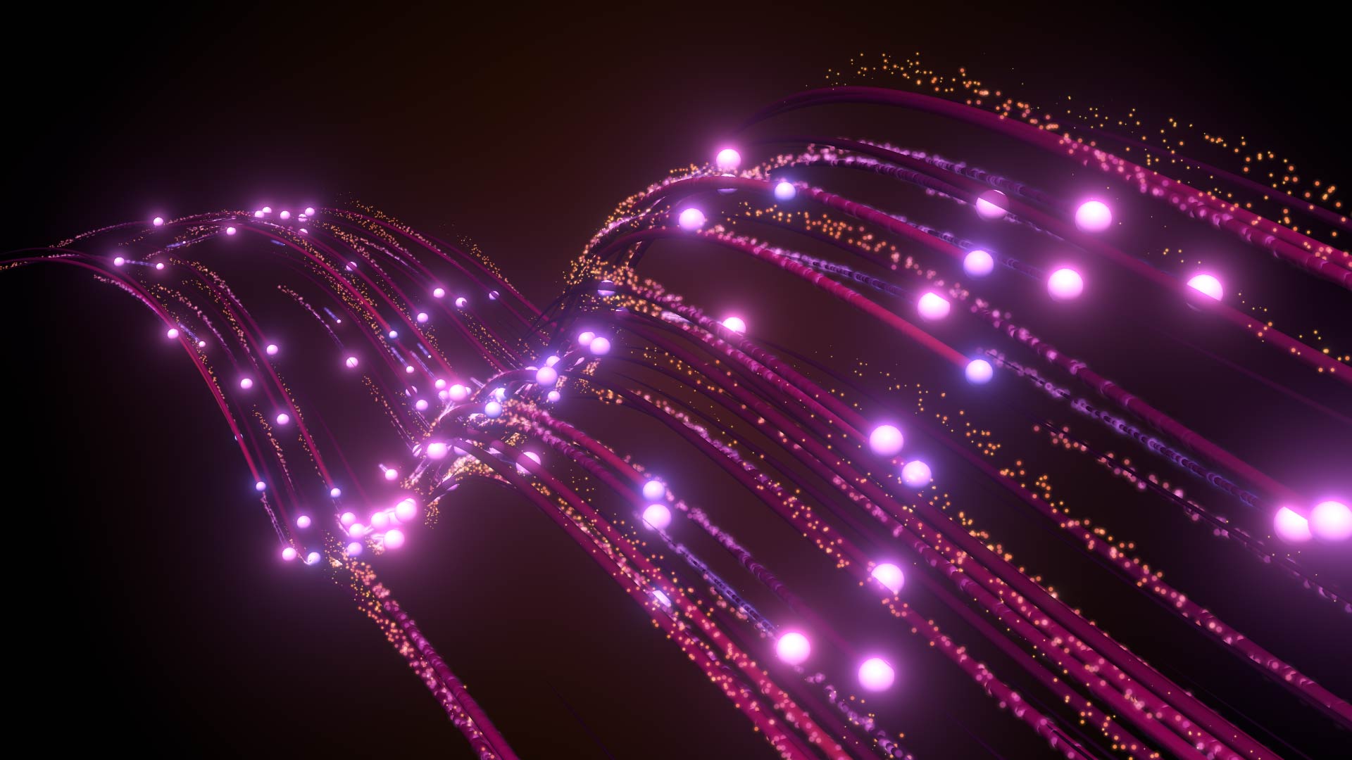 A wave of amethyst particles carrying a formula-driven form across the frame.
